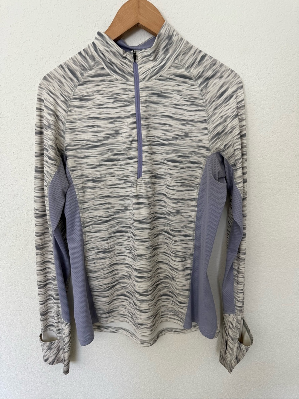 Patagonia Light Gray Space-Dye Quarter-Zip Top with Lavender Panels